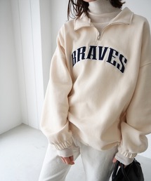 via j(ヴィアジェイ) "BRAVES"ハーフZIP裏起毛プルオーバー