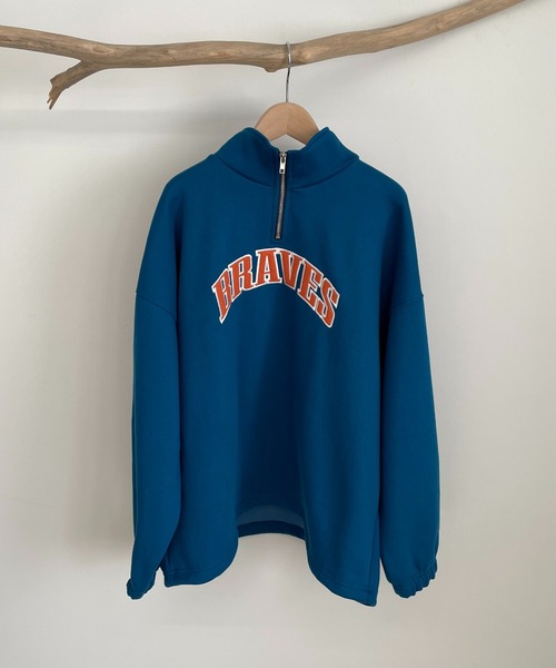 CANAL JEAN(キャナルジーン)の「via j(ヴィアジェイ) "BRAVES"ハーフZIP裏起毛プルオーバー(スウェット・レディース・ブルー/クリーム/ヘザーグレー・ONE SIZE)」の18枚目の写真