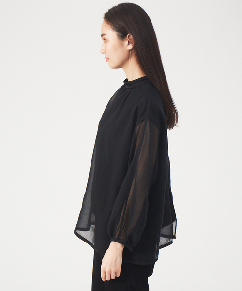qualite（カリテ）の「【セットアップ対応】オーガンジーギャザーブラウス（シャツ/ブラウス・レディース・ブラック/ライトベージュ・フリー）」の9枚目の写真