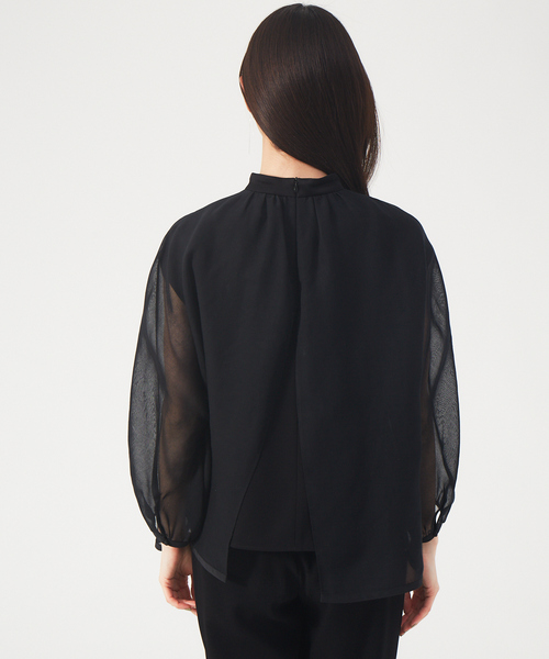 qualite（カリテ）の「【セットアップ対応】オーガンジーギャザーブラウス（シャツ/ブラウス・レディース・ブラック/ライトベージュ・フリー）」の10枚目の写真