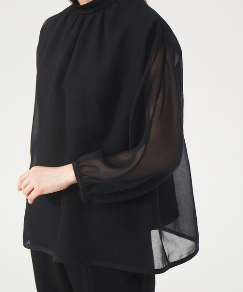 qualite（カリテ）の「【セットアップ対応】オーガンジーギャザーブラウス（シャツ/ブラウス・レディース・ブラック/ライトベージュ・フリー）」の13枚目の写真