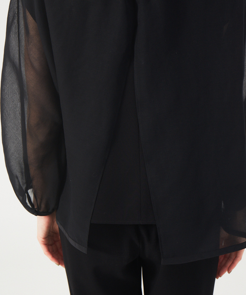 qualite（カリテ）の「【セットアップ対応】オーガンジーギャザーブラウス（シャツ/ブラウス・レディース・ブラック/ライトベージュ・フリー）」の14枚目の写真