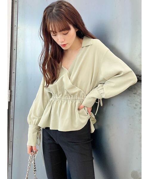 GYDA(ジェイダ)の「カフスレースアップ カシュクールデザインブラウス(シャツ/ブラウス・レディース・オフホワイト/ブラック/ミント・FREE)」の17枚目の写真