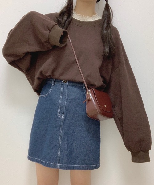 Cham.(チャム)の「ゆるだぼスウェット(スウェット・レディース・ブラウン/ベージュ・FREE)」の3枚目の写真