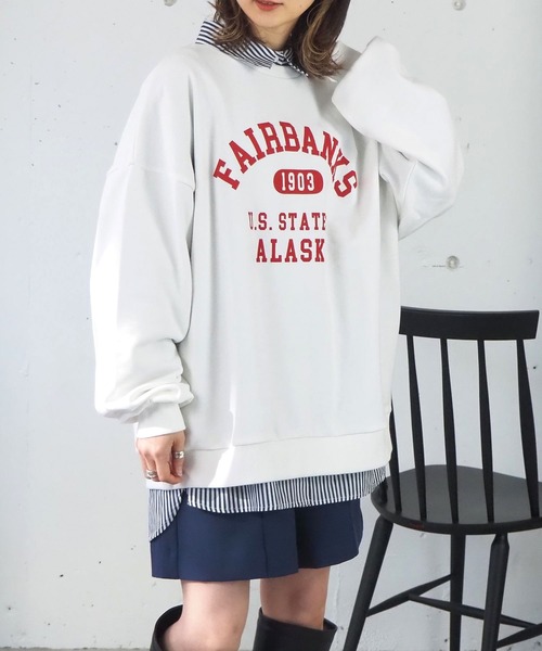 tiptop(ティップトップ)の「カレッジプリントBIGスウェット/トレーナー(スウェット・レディース・グレー/オフホワイト/ピンク/ブラック系その他・FREE)」の15枚目の写真
