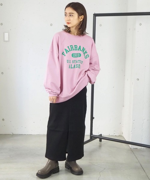tiptop(ティップトップ)の「カレッジプリントBIGスウェット/トレーナー(スウェット・レディース・グレー/オフホワイト/ピンク/ブラック系その他・FREE)」の20枚目の写真