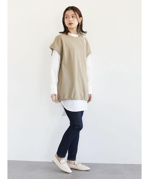 Green Parks(グリーンパークス)の「SET2点 ミニ裏毛+シャツチュニック*(Tシャツ/カットソー・レディース・ブラック/ベージュ/杢グレー・FREE)」の18枚目の写真