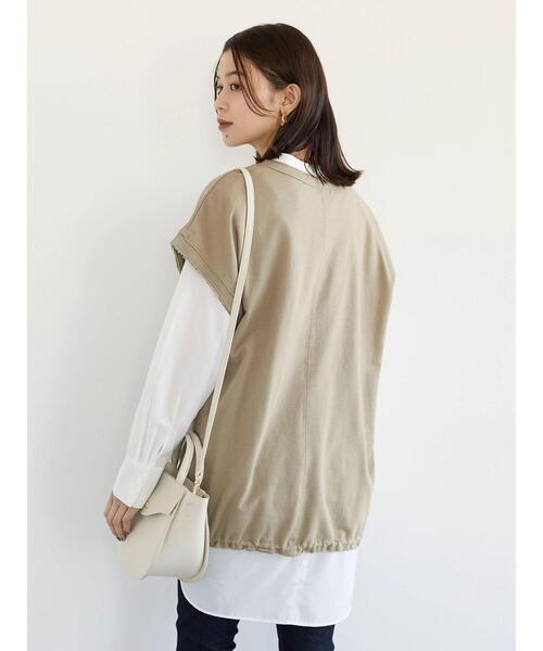Green Parks(グリーンパークス)の「SET2点 ミニ裏毛+シャツチュニック*(Tシャツ/カットソー・レディース・ブラック/ベージュ/杢グレー・FREE)」の10枚目の写真