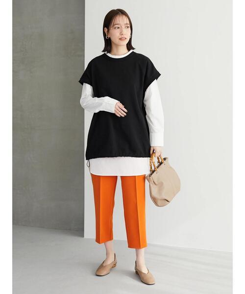 Green Parks(グリーンパークス)の「SET2点 ミニ裏毛+シャツチュニック*(Tシャツ/カットソー・レディース・ブラック/ベージュ/杢グレー・FREE)」の5枚目の写真