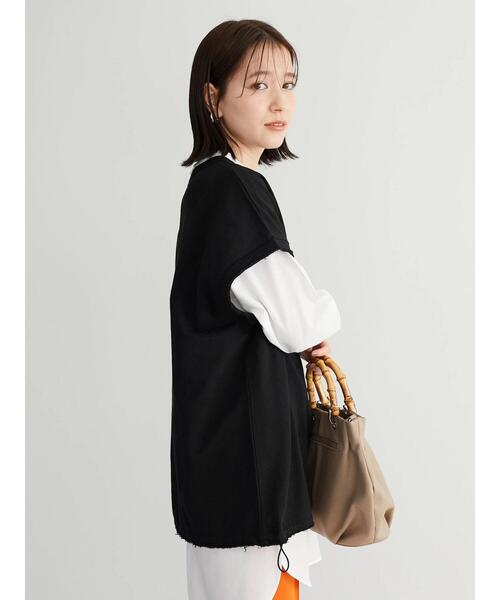 Green Parks(グリーンパークス)の「SET2点 ミニ裏毛+シャツチュニック*(Tシャツ/カットソー・レディース・ブラック/ベージュ/杢グレー・FREE)」の12枚目の写真