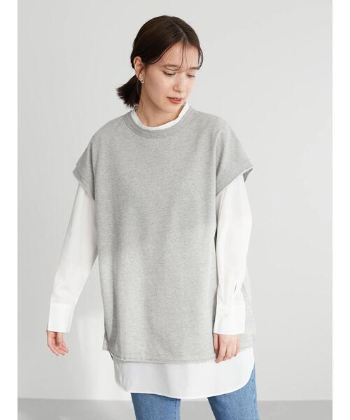Green Parks(グリーンパークス)の「SET2点 ミニ裏毛+シャツチュニック*(Tシャツ/カットソー・レディース・ブラック/ベージュ/杢グレー・FREE)」の16枚目の写真