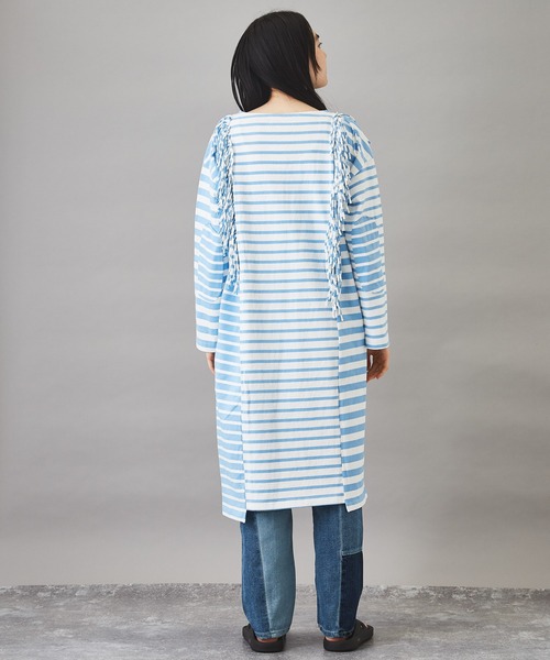 TOBILA（トビラ）の「ミックスボーダー リメイク バスクＴシャツワンピース（ワンピース・レディース・ブラック/ライム/ブルー・M）」の16枚目の写真