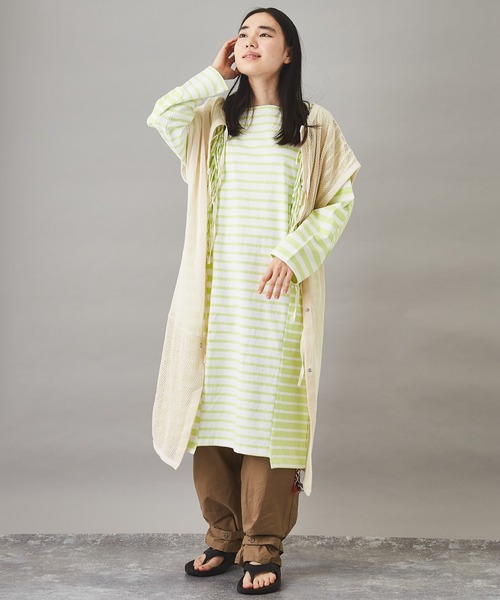 TOBILA（トビラ）の「ミックスボーダー リメイク バスクＴシャツワンピース（ワンピース・レディース・ブラック/ライム/ブルー・M）」の9枚目の写真