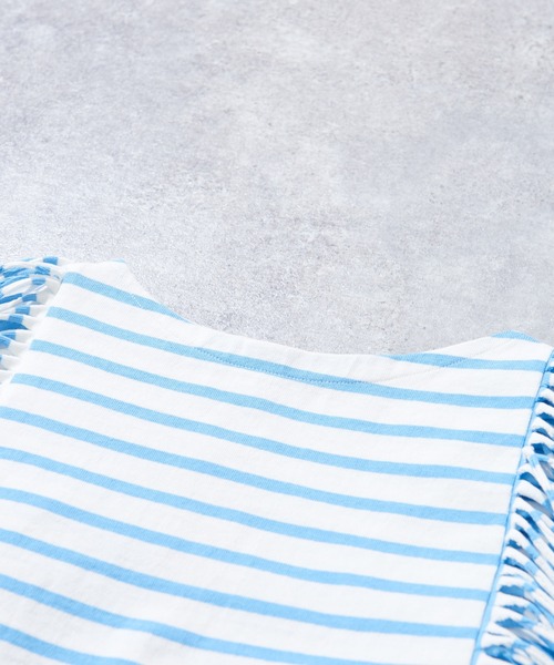 TOBILA（トビラ）の「ミックスボーダー リメイク バスクＴシャツワンピース（ワンピース・レディース・ブラック/ライム/ブルー・M）」の18枚目の写真