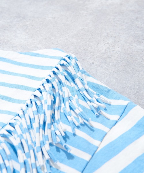 TOBILA（トビラ）の「ミックスボーダー リメイク バスクＴシャツワンピース（ワンピース・レディース・ブラック/ライム/ブルー・M）」の19枚目の写真