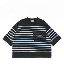 GROOVY COLORS | 天竺ボーダー ワイドシルエット ポケット Tシャツ(Tシャツ/カットソー)