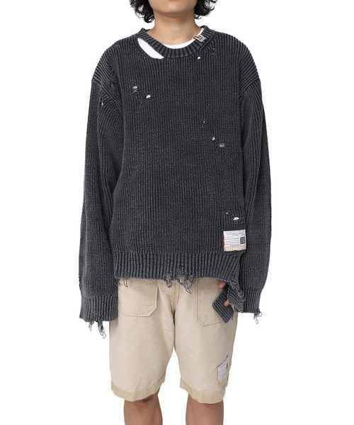 Maison MIHARA YASUHIRO(メゾンミハラヤスヒロ)の「Bleached Knit Pullover(ニット/セーター・メンズ・ブラック・44/48/46)」の1枚目の写真