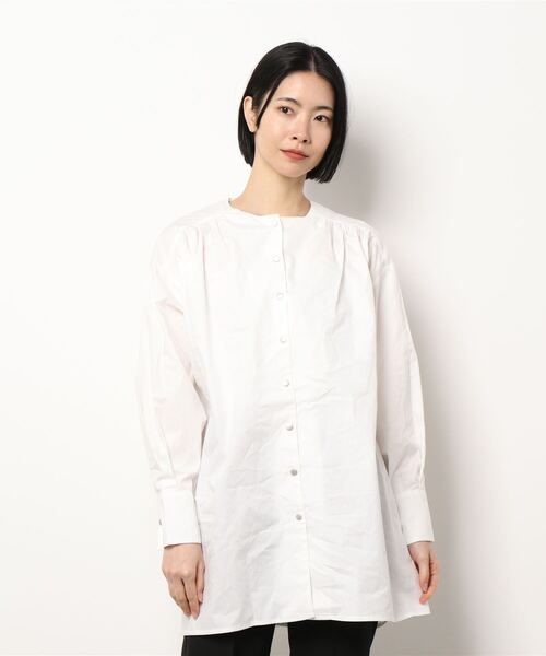 STYLEBLOCK（スタイルブロック）の「ブロードスナップ釦ブラウス（シャツ/ブラウス・レディース・ブラック/ライトブルー/ホワイト系その他/ホワイト/ピンク・M）」の2枚目の写真