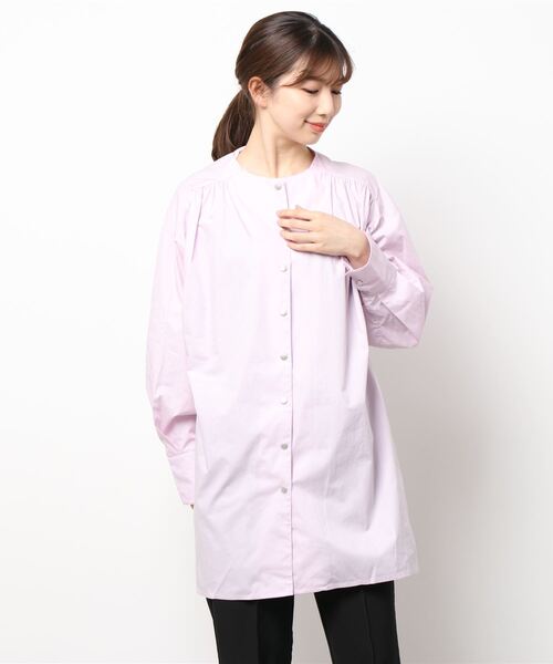 STYLEBLOCK（スタイルブロック）の「ブロードスナップ釦ブラウス（シャツ/ブラウス・レディース・ブラック/ライトブルー/ホワイト系その他/ホワイト/ピンク・M）」の5枚目の写真