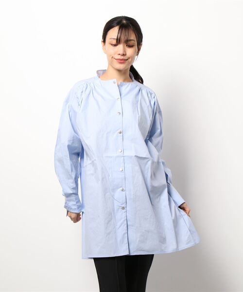STYLEBLOCK（スタイルブロック）の「ブロードスナップ釦ブラウス（シャツ/ブラウス・レディース・ブラック/ライトブルー/ホワイト系その他/ホワイト/ピンク・M）」の8枚目の写真