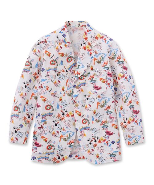 40ｃｔ＆525（フォーティーカラッツアンドゴーニーゴ）の「POPプリントサッカー ワークジャケット（テーラードジャケット・メンズ・ホワイト系1/ライトグリーン系/ネイビー系・01/04/02/03）」の4枚目の写真