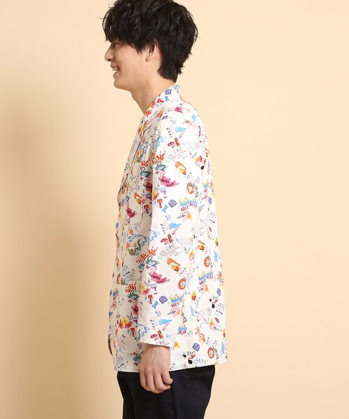 40ｃｔ＆525（フォーティーカラッツアンドゴーニーゴ）の「POPプリントサッカー ワークジャケット（テーラードジャケット・メンズ・ホワイト系1/ライトグリーン系/ネイビー系・01/04/02/03）」の6枚目の写真