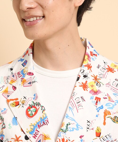 40ｃｔ＆525（フォーティーカラッツアンドゴーニーゴ）の「POPプリントサッカー ワークジャケット（テーラードジャケット・メンズ・ホワイト系1/ライトグリーン系/ネイビー系・01/04/02/03）」の8枚目の写真