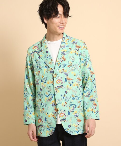 40ｃｔ＆525（フォーティーカラッツアンドゴーニーゴ）の「POPプリントサッカー ワークジャケット（テーラードジャケット・メンズ・ホワイト系1/ライトグリーン系/ネイビー系・01/04/02/03）」の16枚目の写真