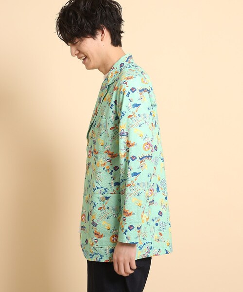 40ｃｔ＆525（フォーティーカラッツアンドゴーニーゴ）の「POPプリントサッカー ワークジャケット（テーラードジャケット・メンズ・ホワイト系1/ライトグリーン系/ネイビー系・01/04/02/03）」の17枚目の写真