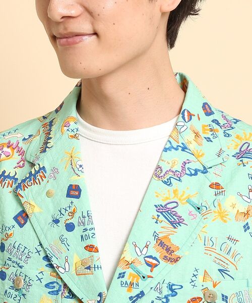 40ｃｔ＆525（フォーティーカラッツアンドゴーニーゴ）の「POPプリントサッカー ワークジャケット（テーラードジャケット・メンズ・ホワイト系1/ライトグリーン系/ネイビー系・01/04/02/03）」の19枚目の写真