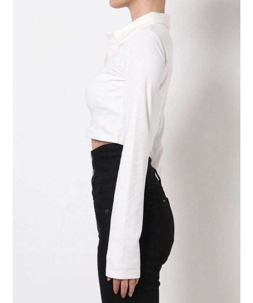 EMODA（エモダ）の「スキッパークロップトップ（Tシャツ/カットソー・レディース・ホワイト/ブラック/ライム/ブルー・FREE）」の20枚目の写真