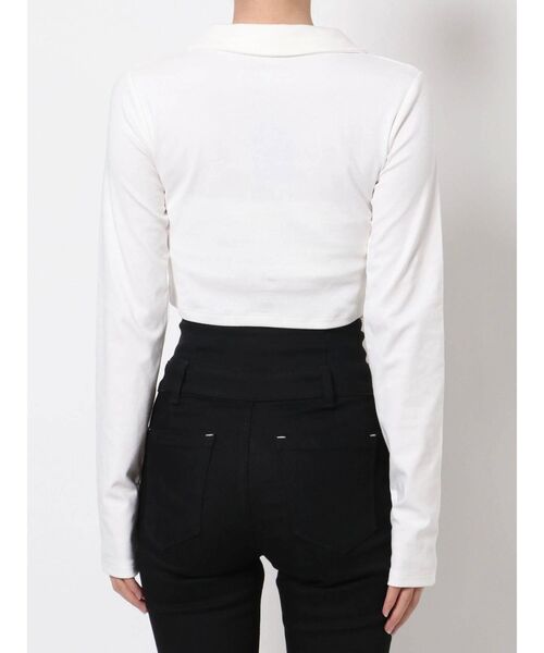 EMODA（エモダ）の「スキッパークロップトップ（Tシャツ/カットソー・レディース・ホワイト/ブラック/ライム/ブルー・FREE）」の21枚目の写真