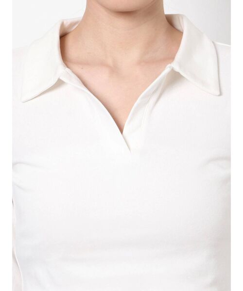 EMODA（エモダ）の「スキッパークロップトップ（Tシャツ/カットソー・レディース・ホワイト/ブラック/ライム/ブルー・FREE）」の22枚目の写真