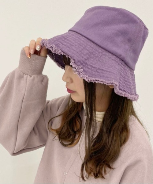 PairPair（ペアペア）の「フリンジバケハ(ユニセックス)（ハット・レディース・ブラック/パープル/グリーン/アイボリー・フリー）」の4枚目の写真