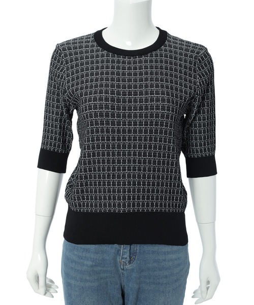 fifth（フィフス）の「ツイード編み半袖ニット（ニット/セーター・レディース・ブラック/ホワイト・M）」の20枚目の写真