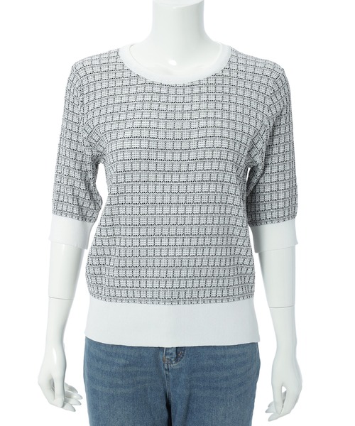 fifth（フィフス）の「ツイード編み半袖ニット（ニット/セーター・レディース・ブラック/ホワイト・M）」の22枚目の写真