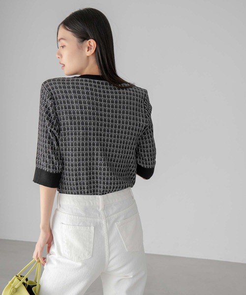 fifth（フィフス）の「ツイード編み半袖ニット（ニット/セーター・レディース・ブラック/ホワイト・M）」の11枚目の写真