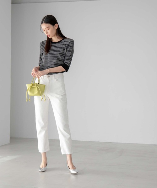 fifth（フィフス）の「ツイード編み半袖ニット（ニット/セーター・レディース・ブラック/ホワイト・M）」の13枚目の写真