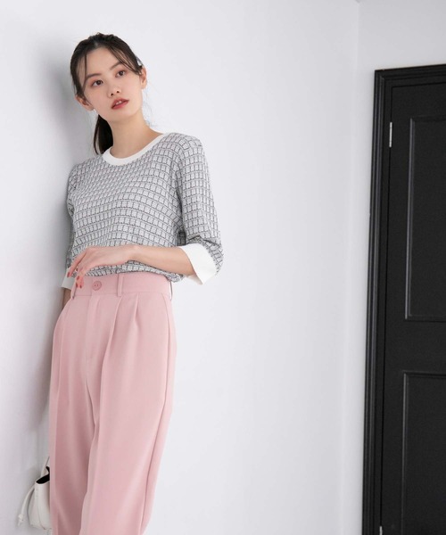 fifth（フィフス）の「ツイード編み半袖ニット（ニット/セーター・レディース・ブラック/ホワイト・M）」の6枚目の写真