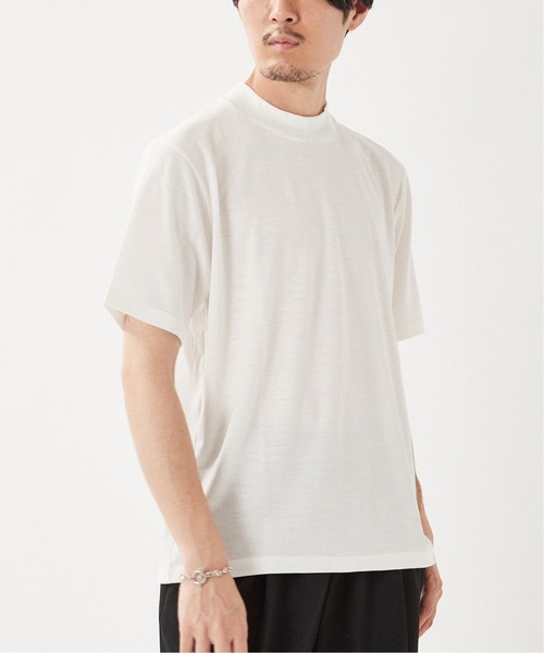 EDIFICE(エディフィス)の「【REDA / レダ】モックネック ウールTシャツ(Tシャツ/カットソー・メンズ・ブラック/ネイビー/グレー/カーキ/イエロー/ホワイト/チャコールグレー・MEDIUM/LARGE)」の2枚目の写真