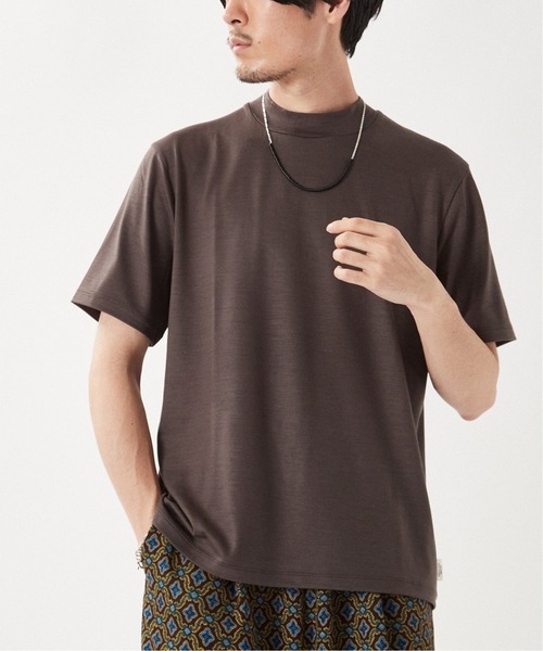 EDIFICE(エディフィス)の「【REDA / レダ】モックネック ウールTシャツ(Tシャツ/カットソー・メンズ・ブラック/ネイビー/グレー/カーキ/イエロー/ホワイト/チャコールグレー・MEDIUM/LARGE)」の3枚目の写真