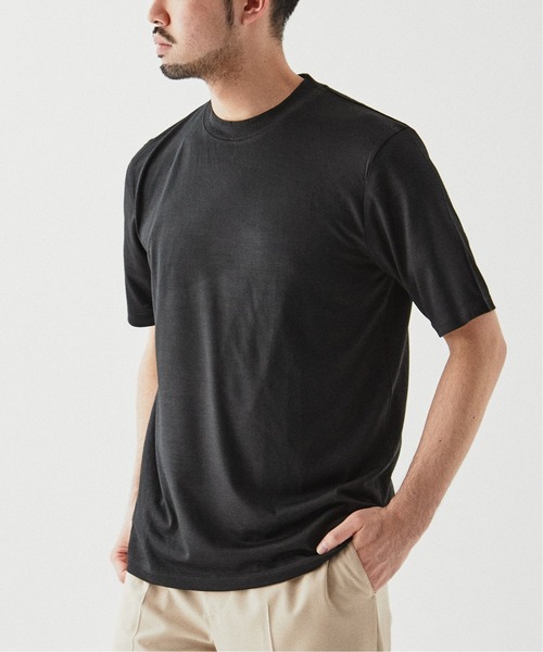 EDIFICE(エディフィス)の「【REDA / レダ】モックネック ウールTシャツ(Tシャツ/カットソー・メンズ・ブラック/ネイビー/グレー/カーキ/イエロー/ホワイト/チャコールグレー・MEDIUM/LARGE)」の1枚目の写真