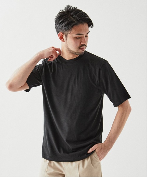 EDIFICE(エディフィス)の「【REDA / レダ】モックネック ウールTシャツ(Tシャツ/カットソー・メンズ・ブラック/ネイビー/グレー/カーキ/イエロー/ホワイト/チャコールグレー・MEDIUM/LARGE)」の11枚目の写真