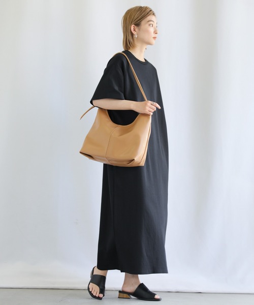 select MOCA（セレクトモカ）の「フェイクレザーノットハンドルミドルバッグ（ハンドバッグ・レディース・ブラック/ベージュ・FREE）」の3枚目の写真