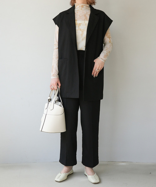 c.u.l（シーユーエル）の「【c.u.l:w】リネンライク テーラードベスト culwd22ss001（ベスト・レディース・ブラック/ベージュ/アイボリー・FREE）」の15枚目の写真