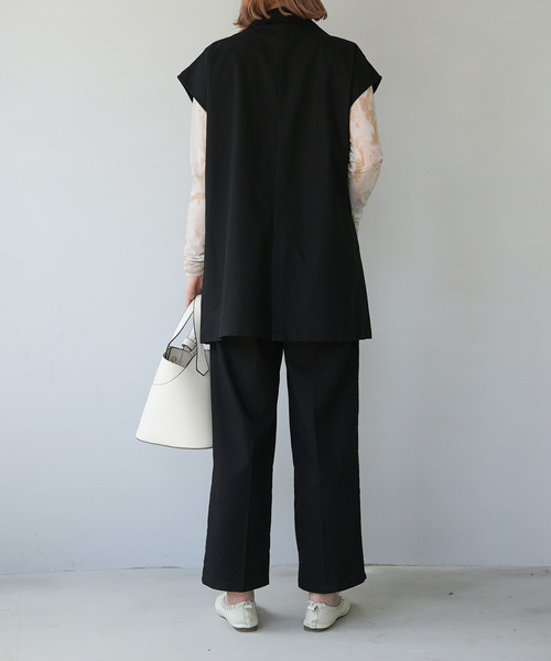 c.u.l（シーユーエル）の「【c.u.l:w】リネンライク テーラードベスト culwd22ss001（ベスト・レディース・ブラック/ベージュ/アイボリー・FREE）」の22枚目の写真