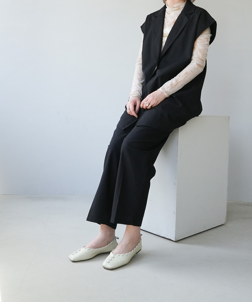 c.u.l（シーユーエル）の「【c.u.l:w】リネンライク テーラードベスト culwd22ss001（ベスト・レディース・ブラック/ベージュ/アイボリー・FREE）」の16枚目の写真