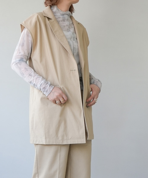 c.u.l（シーユーエル）の「【c.u.l:w】リネンライク テーラードベスト culwd22ss001（ベスト・レディース・ブラック/ベージュ/アイボリー・FREE）」の17枚目の写真