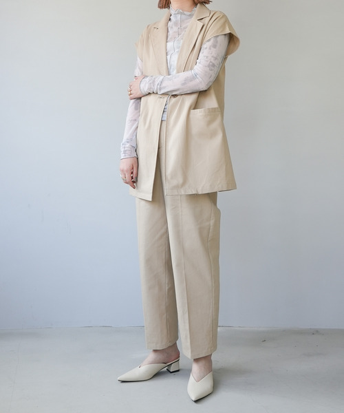 c.u.l（シーユーエル）の「【c.u.l:w】リネンライク テーラードベスト culwd22ss001（ベスト・レディース・ブラック/ベージュ/アイボリー・FREE）」の5枚目の写真