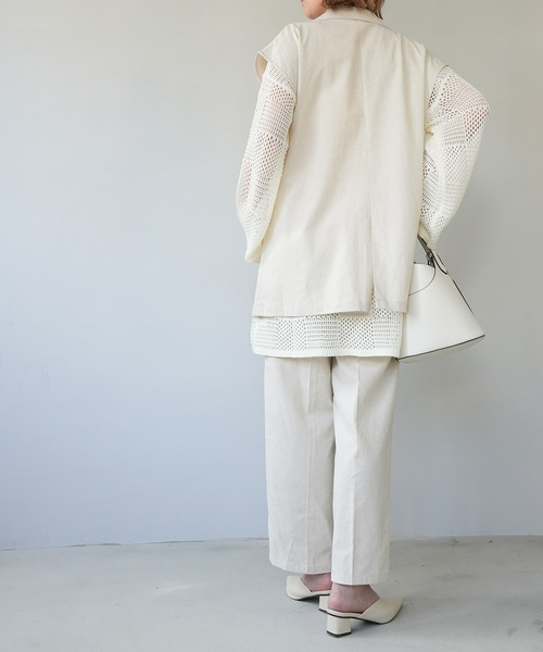 c.u.l（シーユーエル）の「【c.u.l:w】リネンライク テーラードベスト culwd22ss001（ベスト・レディース・ブラック/ベージュ/アイボリー・FREE）」の21枚目の写真